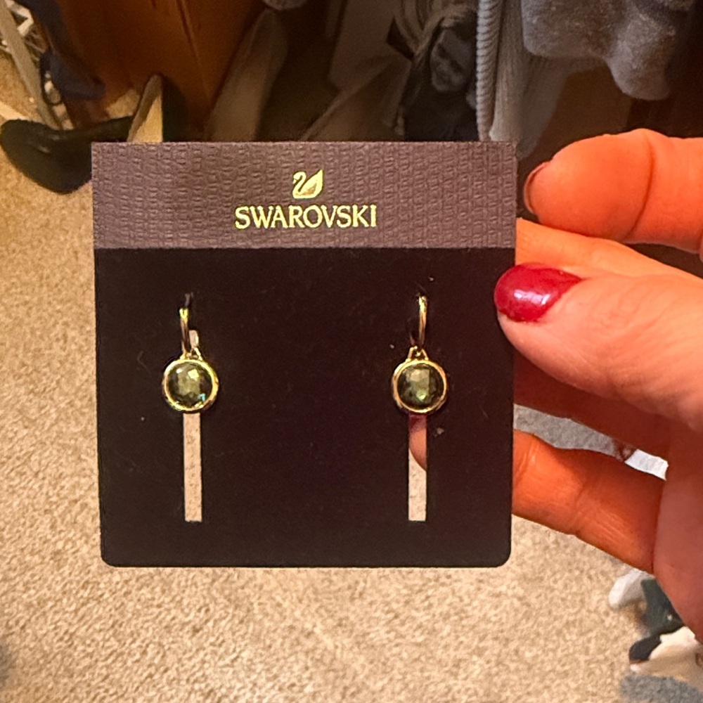 Swarovski Gold and Silver Drop Earrings